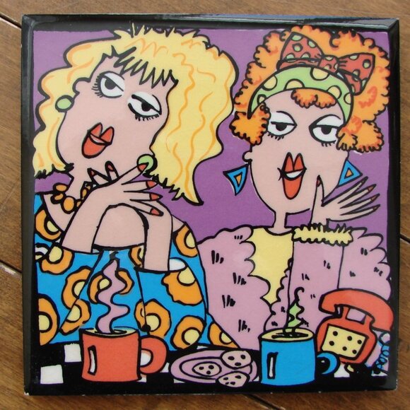 Trivet Ceramic Tile Hot Plate Cork Ladies Coffee Cookies - Picture 1 of 6